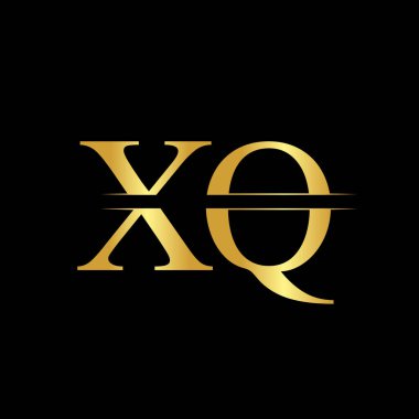 Altın Renkli Yaratıcı Harf Xq Logo Vektörü. Soyut Bağlı Harf Xq Logo Tasarımı
