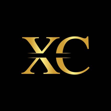 Altın Renkli Yaratıcı Harf Xc Logo Vektörü. Soyut Bağlı Harf Xc Logo Tasarımı
