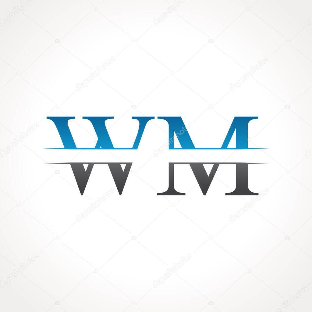 Initial WM Letter Linked Logo. Creative Letter WM Logo Design Vector Template
