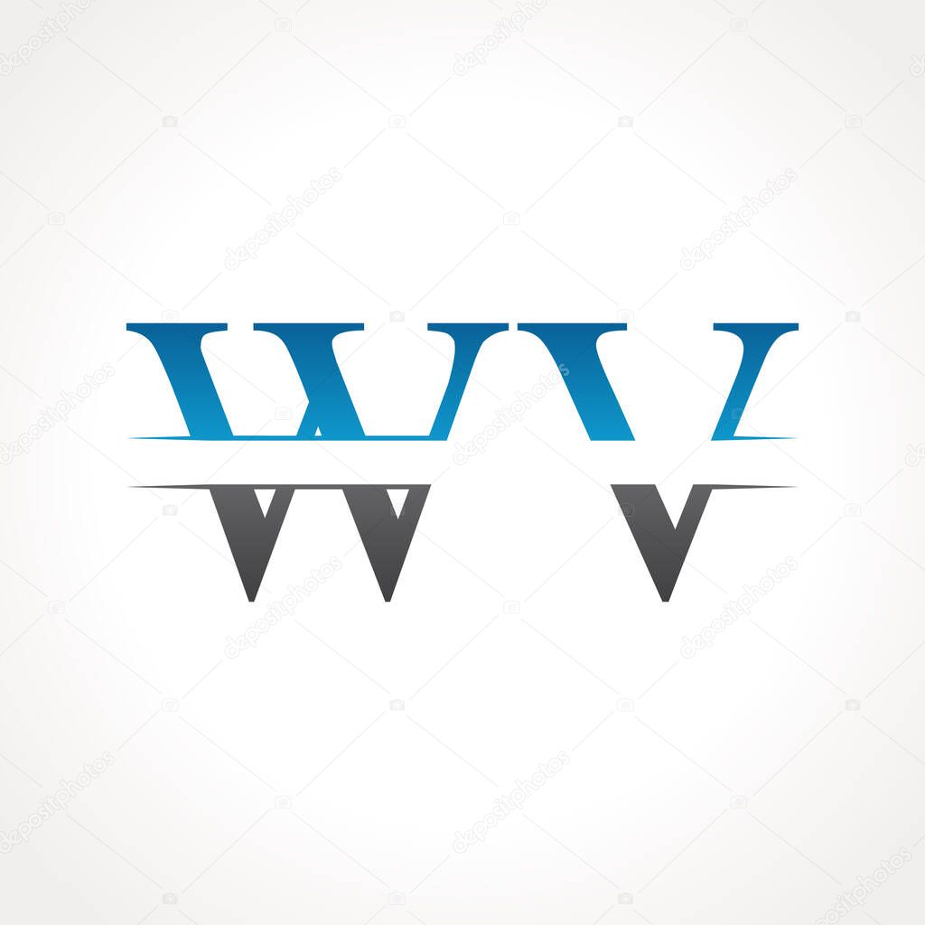 Initial WV Letter Linked Logo. Creative Letter WV Logo Design Vector Template