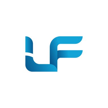 İlk LF harfi İş Logosu Tasarım Şablonu. Soyut Harf LF logo tasarımı