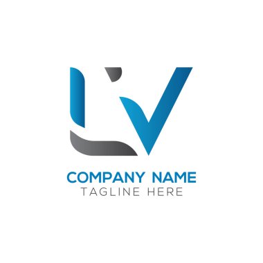 İlk LV harfi İş Logosu Tasarım Şablonu. Soyut Harf LV logo Tasarımı