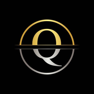 Q harfinin baş harfi logo tasarımı iş vektörü şablonu. Yaratıcı Soyut Harf Q Logo Vektörü