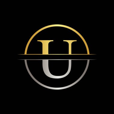 İlk Mektup U Logo Tasarımı İş Şablonu. Yaratıcı Soyut Harf U Logo Vektörü
