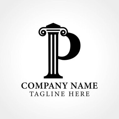 Yaratıcı Modern Vektör Şablonlu Avukat ve Hukuk Harfi P logosu. Hukuk Mektup P Logo Tasarımı