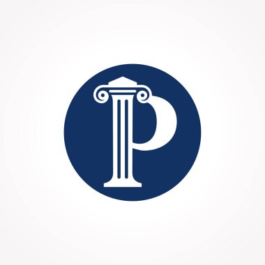 Yaratıcı Modern Çember Vektör Şablonlu Avukat ve Hukuk Harfi P logosu. Hukuk Mektup P Logo Tasarımı