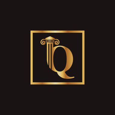 Yaratıcı Modern Dikdörtgen Vektör Şablonlu Avukat ve Hukuk Harfi Q logosu. Hukuk Mektup Q Logo Tasarımı