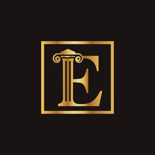 具有创意的现代矩形矢量模板的律师函E标志 法律业务信函E标志设计 — 图库矢量图片