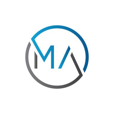 İlk MA harfi logo vektör şablonu. Soyut Harf MA logo tasarımı. Minimalist Bağlı Mektup Moda İş Logosu Tasarım Vektörü Şablonu.