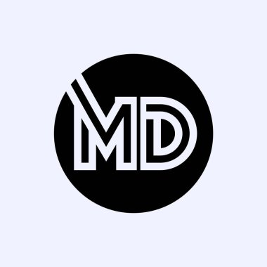 İlk MD harfi logo vektör şablonu. Soyut Harf MD logo Tasarımı. Minimalist Bağlı Mektup Moda İş Logosu Tasarım Vektörü Şablonu.