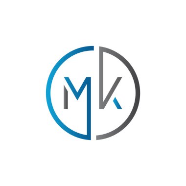 İlk MK harfi logo vektör şablonu. Soyut Harf MK logosu tasarımı. Minimalist Bağlı Mektup Moda İş Logosu Tasarım Vektörü Şablonu.