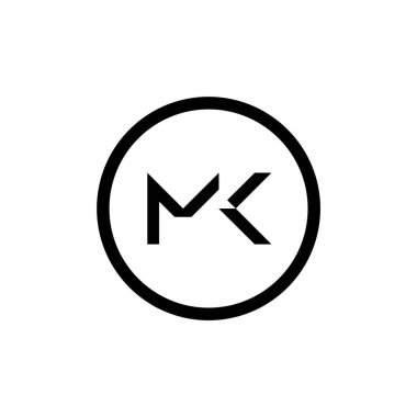 İlk MK harfi logo vektör şablonu. Soyut Harf MK logosu tasarımı. Minimalist Bağlı Mektup Moda İş Logosu Tasarım Vektörü Şablonu.