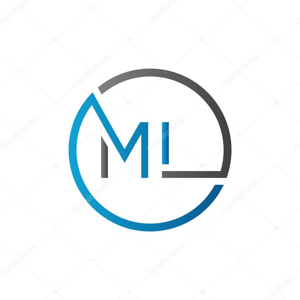Initial ML letter Logo vector Template. Abstract Letter ML logo Design. Minimalist Linked Letter Trendy Business Logo Design Vector Template.