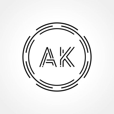 İlk AK Logosu Yaratıcı Tipografi Vektör Şablonu. Dijital Soyut Harf Kalaşnikof Logosu Tasarımı