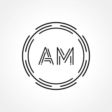 AM Logosu Yaratıcı Tipografi Vektör Şablonu. Dijital Soyut Harf AM Logo Tasarımı