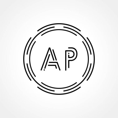 İlk AP Logo Yaratıcı Tipografi Vektör Şablonu. Dijital Soyut Harf AP Logo Tasarımı