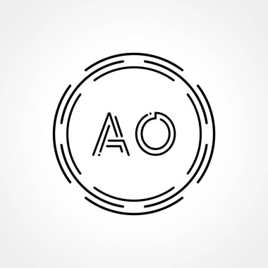 İlk AO Logosu Yaratıcı Tipografi Vektör Şablonu. Dijital Soyut Harf AO Logo Tasarımı