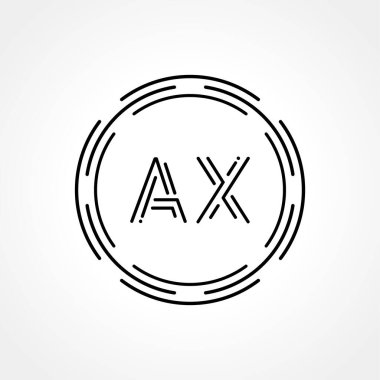 İlk AX Logo Yaratıcı Tipografi Vektör Şablonu. Dijital Soyut Harf AX Logo Tasarımı