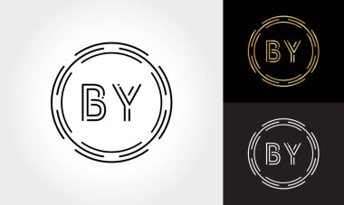 İlk Harf by Logo Yaratıcı Tipografi Vektör Şablonu. Dijital Soyut Harf Logo Tasarımı