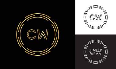 İlk CW Harf Logosu İşletme Tipografi Vektör Şablonu. Dijital Soyut Harf Logo Tasarımı