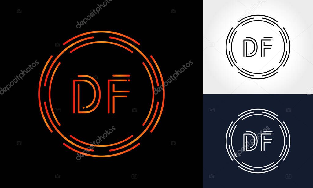 Initial DF Letter Logo With Creative Modern Business Typography Vector Template. Digital Circle Letter DF Logo Design