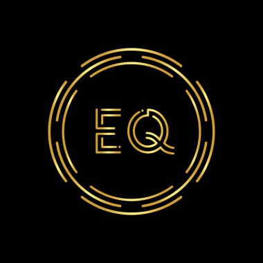 Yaratıcı modern iş tipografi vektör şablonlu ilk EQ Harf Logosu. Dijital Soyut Harf EQ Logo Tasarımı