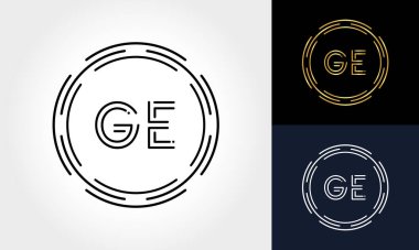 İlk harf GE Yaratıcı Logo Tasarım Şablonu. Dijital Lüks Mektup GE logo tasarımı