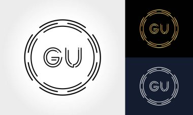 İlk Harf GU Yaratıcı Logo Tasarım Şablonu. Dijital Lüks Mektup GU logo Tasarımı