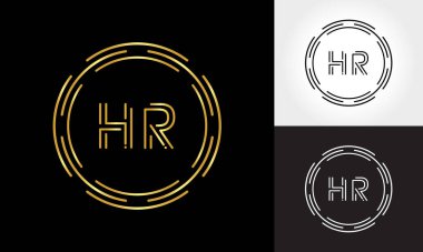 HR Logo Tasarım Vektör Şablonu. İlk Çember Harf HR Vektör İllüstrasyonu