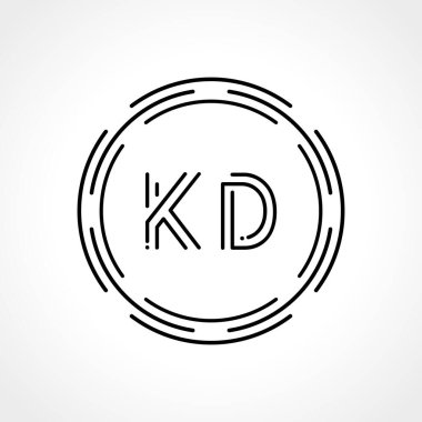 İlk Harf KD Logo Tasarım Şablonu. Dijital Soyut KD Çember Logo Tasarım Vektörü İllüstrasyonu