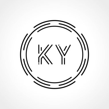 İlk Harf KY Logo Tasarım Şablonu. Dijital Soyut KY Çember Logo Tasarım Vektörü Resimleri