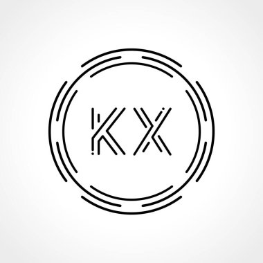 İlk Harf KX Logo Tasarım Şablonu. Dijital Soyut KX Çember Logo Tasarım Vektörü İllüstrasyonu