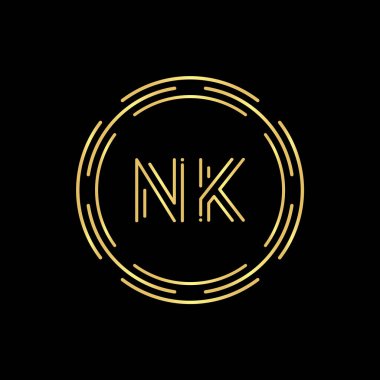 İlk Harf NK Logo Tasarım Vektör Şablonu. Dijital Soyut NK Harf Logosu Tasarımı