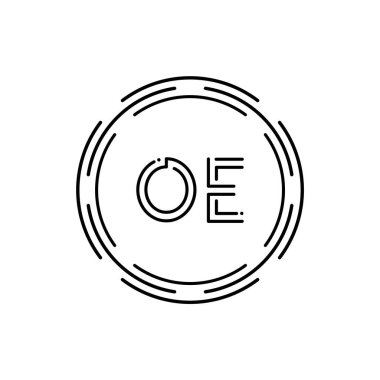 İlk Monogram Harf OE Logo Tasarım Vektör Şablonu. Dijital Teknoloji OE Letter Logo Tasarımı