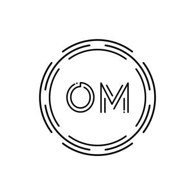 İlk Monogram Harf OM Logo Tasarım Vektör Şablonu. Dijital Teknoloji OM Harf Logosu Tasarımı