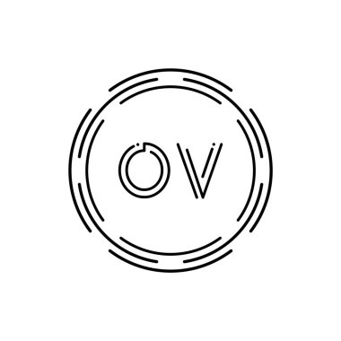 İlk Monogram Harf OV Logo Tasarım Vektör Şablonu. Dijital Teknoloji OV Mektup Logosu Tasarımı