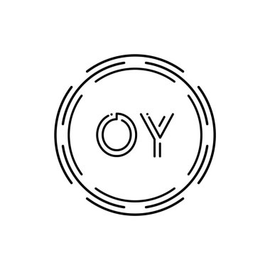 İlk Monogram Harf OY Logo Tasarım Vektör Şablonu. Dijital Teknoloji OY Letter Logo Tasarımı