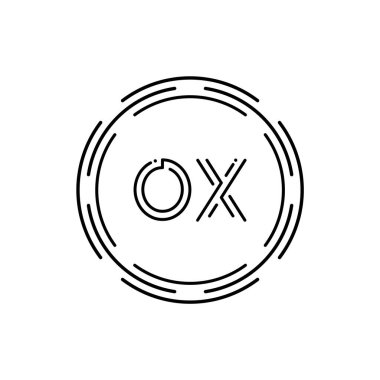 İlk Monogram Harf OX Logo Tasarım Vektör Şablonu. Dijital Teknoloji OX Harf Logosu Tasarımı