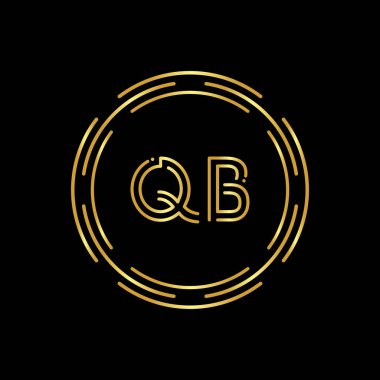 Başlangıç Harfi QB Logo Tasarım Vektör Şablonu. Dijital Soyut Çember QB Harf Logo Tasarımı