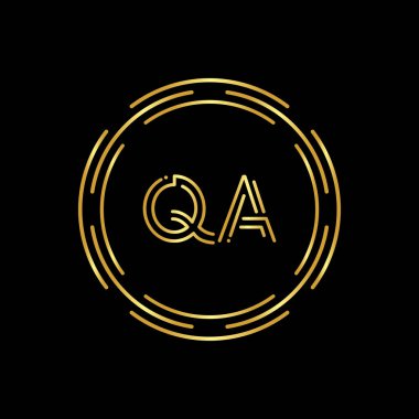 İlk Harf QA Logo Tasarım Vektör Şablonu. Dijital Soyut Çember QA Harf Logo Tasarımı