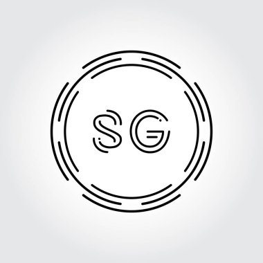 İlk SG Logo Tasarım Yaratıcı Tipografi Vektör Şablonu. Dijital Soyut Harf SG Logo Vektörü İllüstrasyonu