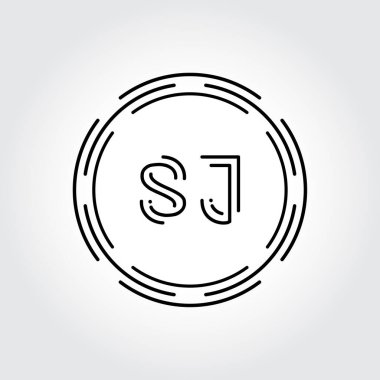 İlk SJ Logo Tasarım Yaratıcı Tipografi Vektör Şablonu. Dijital Soyut Harf SJ Logo Vektörü İllüstrasyonu