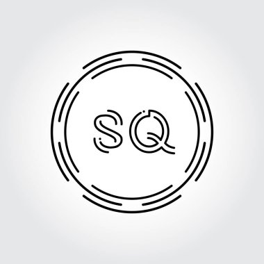 İlk SQ Logo Tasarımı Yaratıcı Typography Vector Şablonu. Dijital Soyut Harf SQ Logo Vektörü İllüstrasyonu