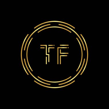 İlk Harf TF Logosu Yaratıcı Tipografi Vektör Şablonu. Çember Harf TF Logo Tasarımı