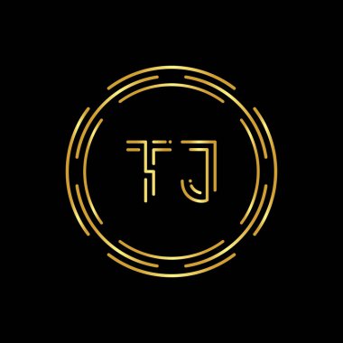 İlk Harf TJ Logo Yaratıcı Tipografi Vektör Şablonu. Çember Harf TJ Logo Tasarımı