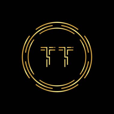 İlk Harf TT Logosu Yaratıcı Tipografi Vektör Şablonu. Çember Harf TT Logo Tasarımı
