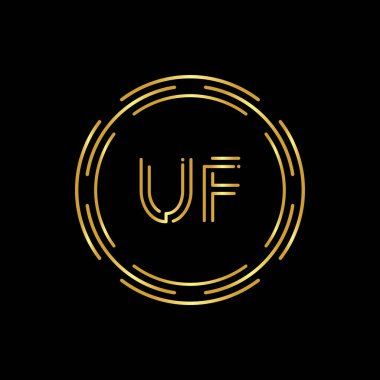 İlk UF Logosu Yaratıcı Tipografi Vektör Şablonu. Dijital Soyut Harf UF Logo Tasarımı