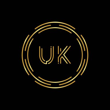 İlk olarak UK Logo Yaratıcı Tipografi Vektör Şablonu. Dijital Soyut Harf Birleşik Krallık Logo Tasarımı