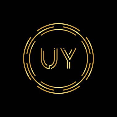 İlk UY Logo Yaratıcı Tipografi Vektör Şablonu. Dijital Soyut Harf UY Logo Tasarımı
