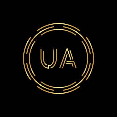 İlk UA logosu yaratıcı tipografi vektör şablonu. Dijital Soyut Harf UA Logo Tasarımı